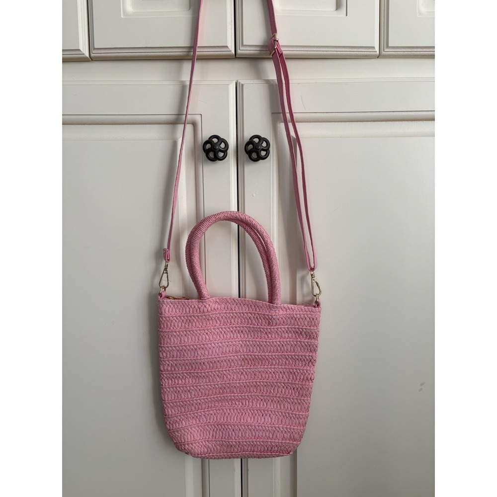 Crossi Basket Paper Woven Shoulder Crossbody Small‎ Pink Bag Travel Casual
